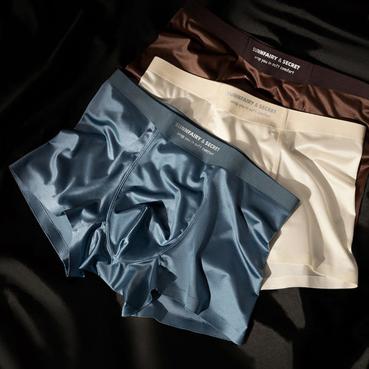 Lätta Lyxiga Satin Ice Silk Mode Andningsaktiva Boxer Briefs för män