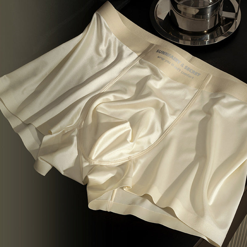 Lätta Lyxiga Satin Ice Silk Mode Andningsaktiva Boxer Briefs för män
