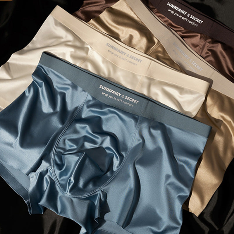 Lätta Lyxiga Satin Ice Silk Mode Andningsaktiva Boxer Briefs för män