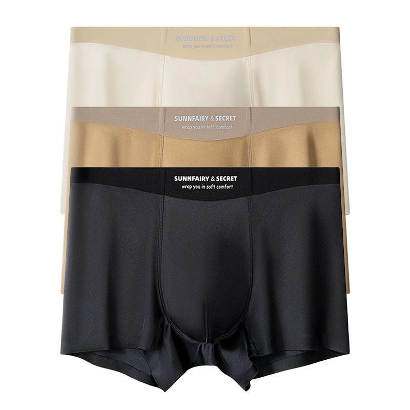 Lätta Lyxiga Satin Ice Silk Mode Andningsaktiva Boxer Briefs för män