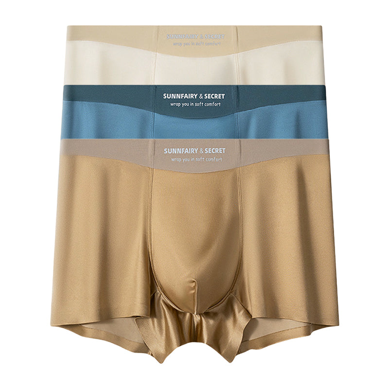 Lätta Lyxiga Satin Ice Silk Mode Andningsaktiva Boxer Briefs för män