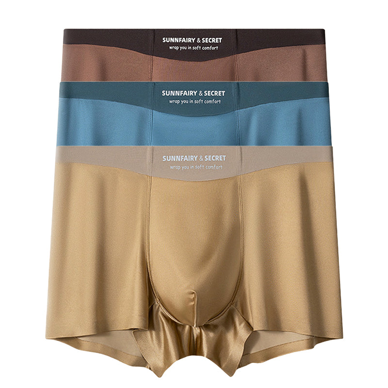 Lätta Lyxiga Satin Ice Silk Mode Andningsaktiva Boxer Briefs för män