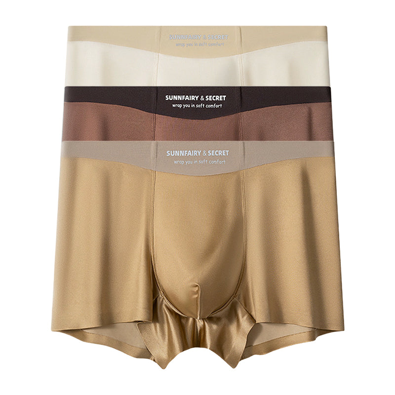 Lätta Lyxiga Satin Ice Silk Mode Andningsaktiva Boxer Briefs för män