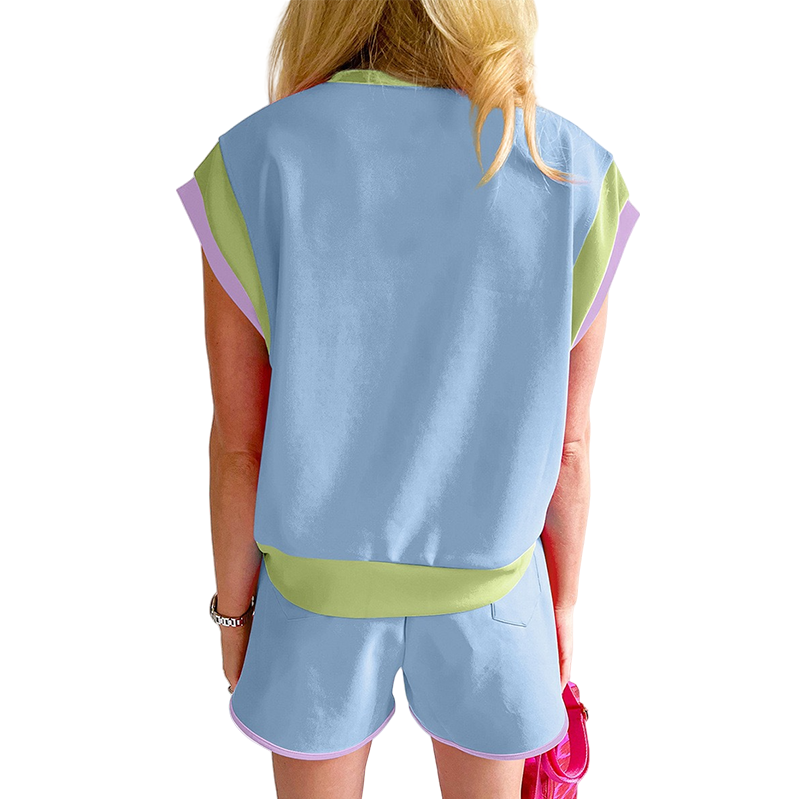 Färgblockade 2-delade outfits för kvinnor