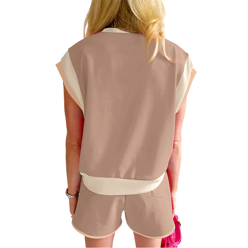 Färgblockade 2-delade outfits för kvinnor