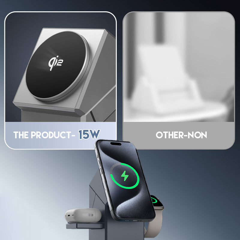 ⚡️⏰ Endast nu 49% rabatt!📱 3-i-1 Faltbart Magnetiskt Laddstation – Perfekt för Hem, Arbete & Resor ✨ | 15W Snabbladdning, Multidevice & Kompakt!