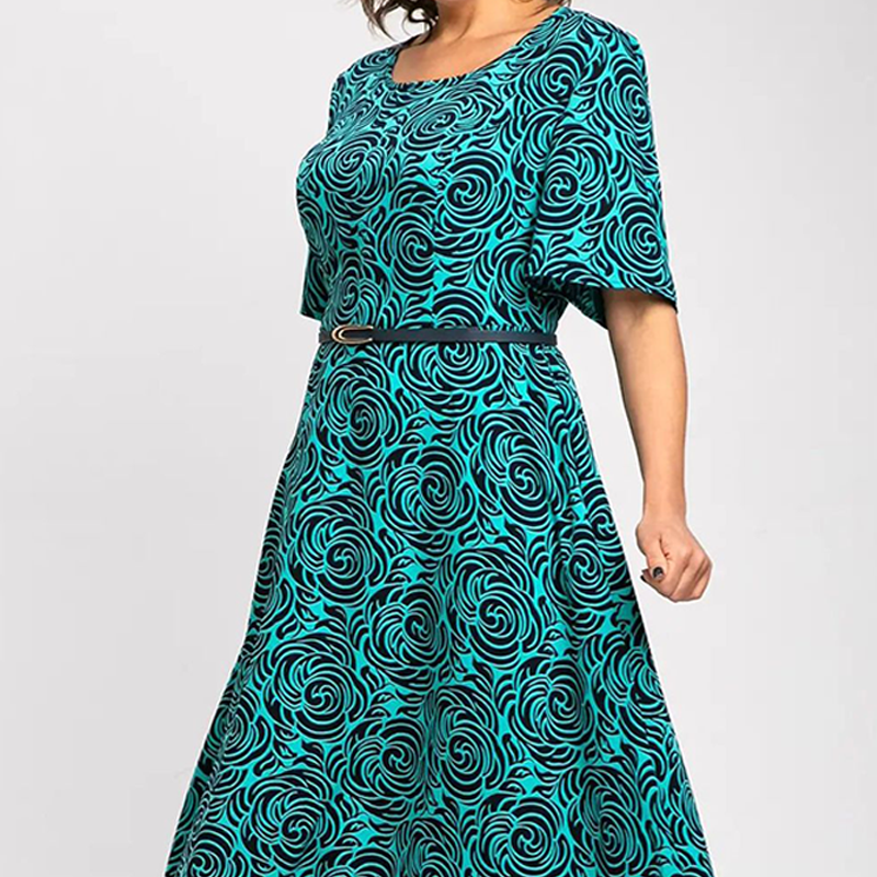 Elegant Printed Maxi Dress with Belt