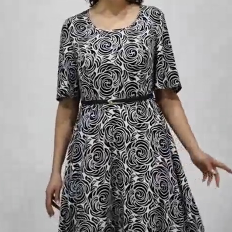 Elegant Printed Maxi Dress with Belt