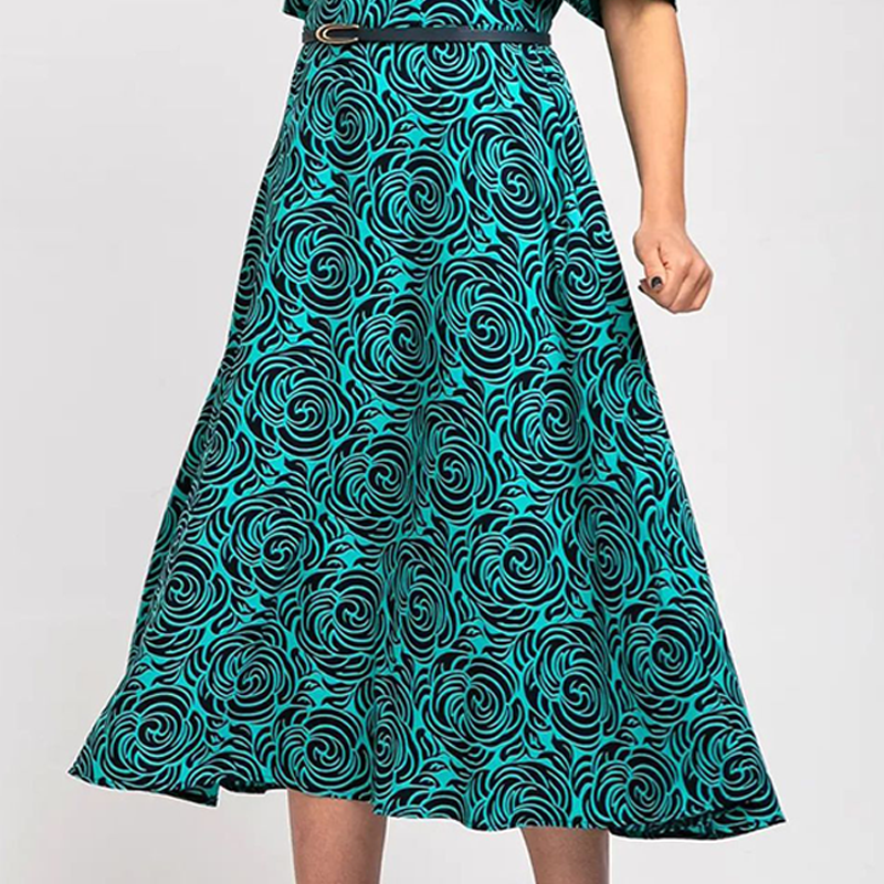 Elegant Printed Maxi Dress with Belt