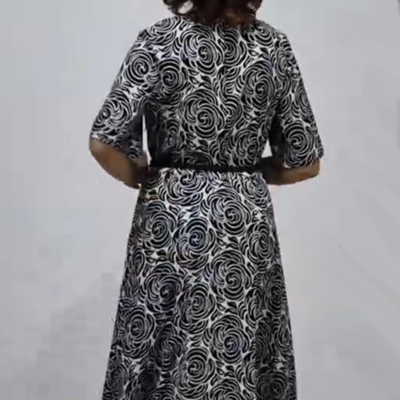 Elegant Printed Maxi Dress with Belt