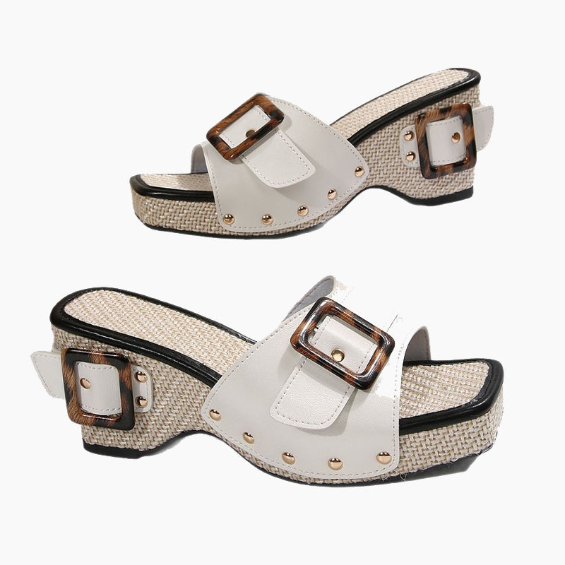 Women’s Wedge Slide Sandals with Studded Strap✨