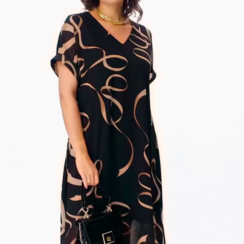 ⏳Tidsbegränsat specialerbjudande👗Flödande midiklänning med V-hals