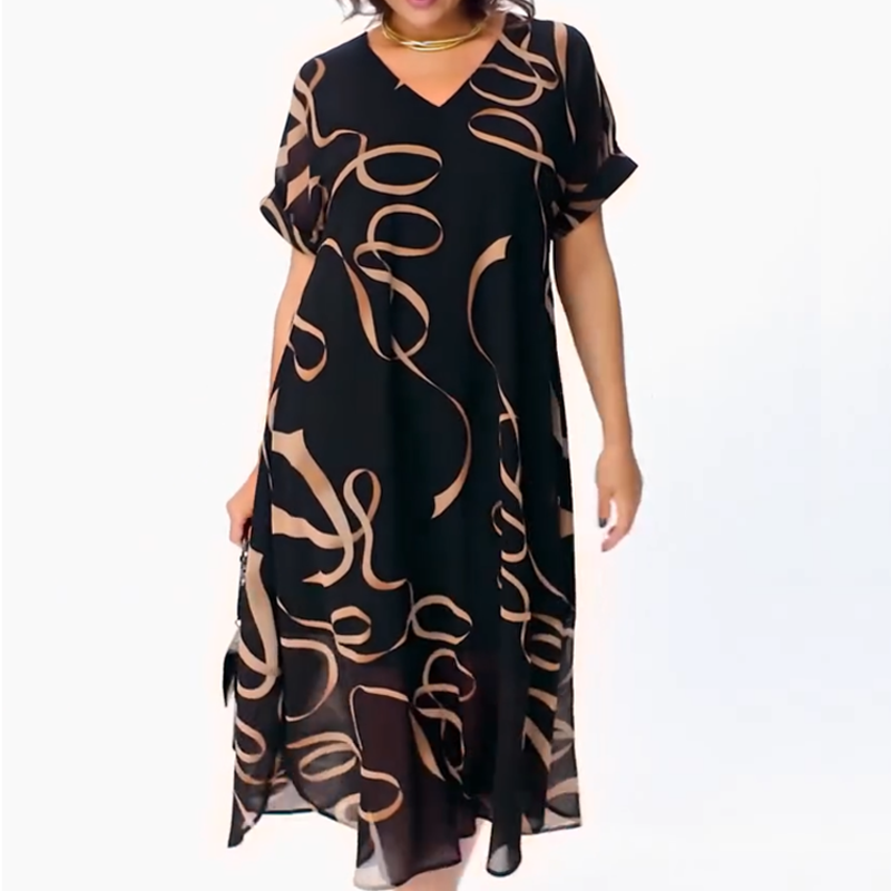 ⏳Tidsbegränsat specialerbjudande👗Flödande midiklänning med V-hals