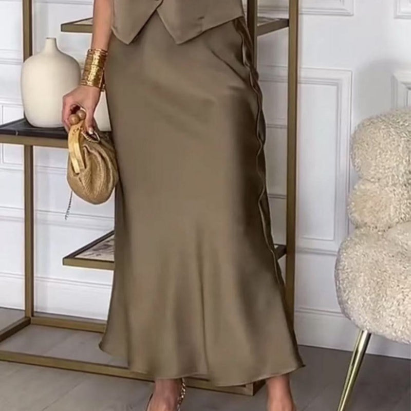 🌸50% rabatt 💖 Elegant ärmlöst topp- och kjolset för kvinnor