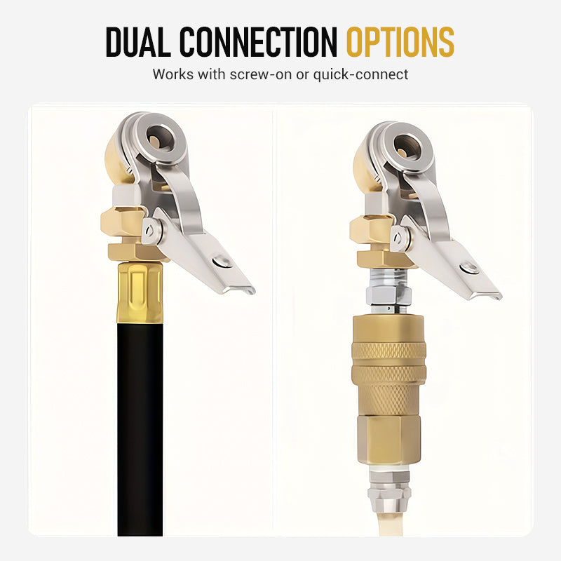 1/4 tum NPT clip-on luftchuck med sluten kula