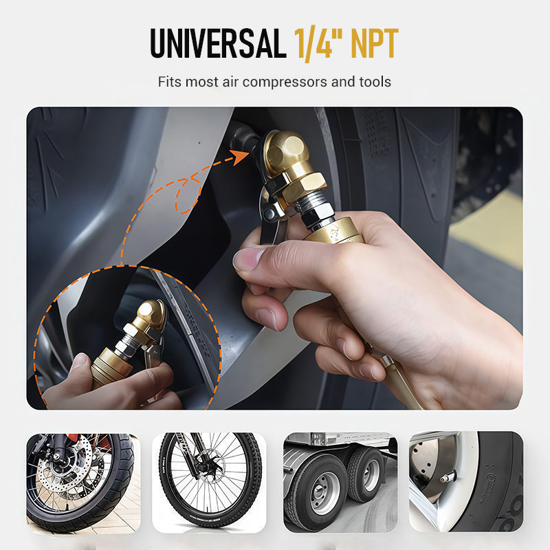 1/4 tum NPT clip-on luftchuck med sluten kula