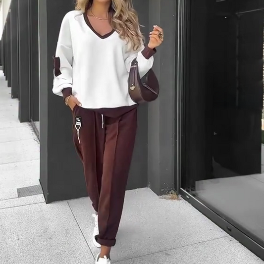 🔥Säsongsrea🔥Set med huvtröja och joggingbyxor i färgblock