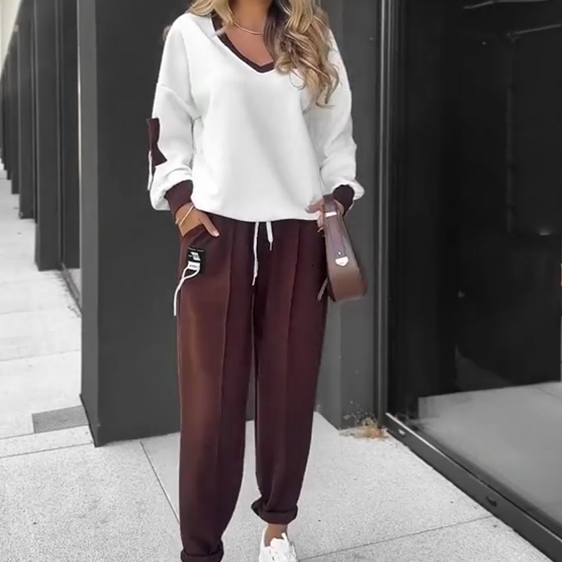 🔥Säsongsrea🔥Set med huvtröja och joggingbyxor i färgblock