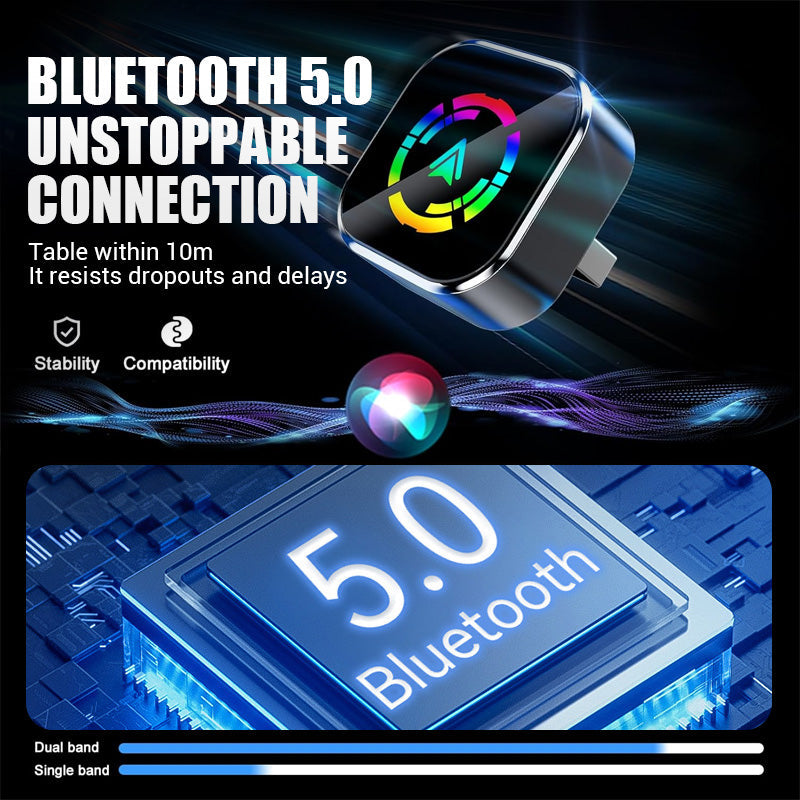 ⏰ Endast nu 49% rabatt!🔥 2-i-1 Trådlös Adapter - Kompatibel med iPhone & Android Auto, Enkel Plug-and-Play Installation ✨