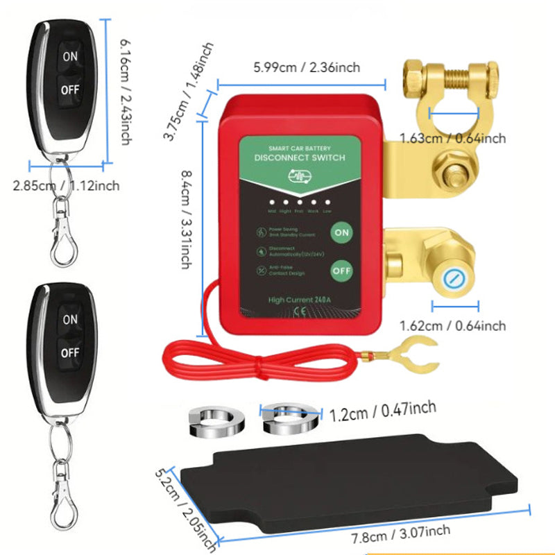 ⚡  Endast nu 49% rabatt!🔋🚗 12V/24V Fjärrstyrd bilbatteri avstängningsbrytare | Stöldskydd & energibesparande design ✅🔝