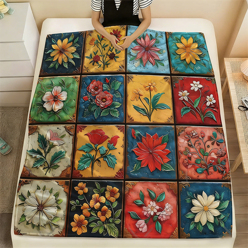 🔥🎁Nyhet 49 % RABATT🔥Mysig och mjuk flanellfilt med blommönster