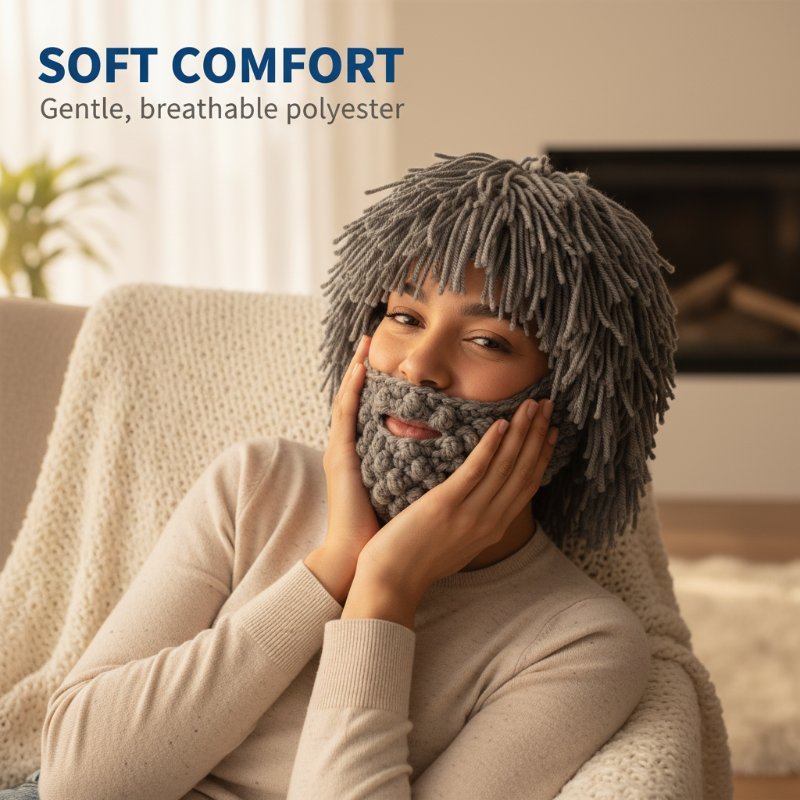 ⏰ Endast nu 49% rabatt!🧔 Punk-hatt med peruk & stickat skägg – Enkel montering, Realistisk stil & Perfekt för cosplay 🎭