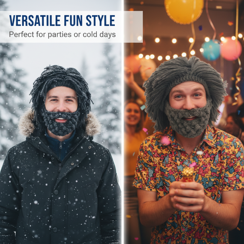⏰ Endast nu 49% rabatt!🧔 Punk-hatt med peruk & stickat skägg – Enkel montering, Realistisk stil & Perfekt för cosplay 🎭