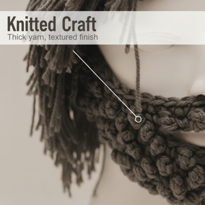 ⏰ Endast nu 49% rabatt!🧔 Punk-hatt med peruk & stickat skägg – Enkel montering, Realistisk stil & Perfekt för cosplay 🎭