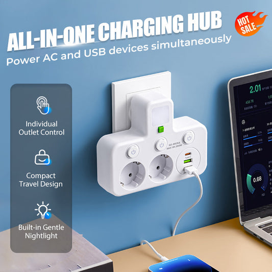 ⏰ Endast nu 49% rabatt!⏰Smart grenuttag med USB-portar🔌⚡