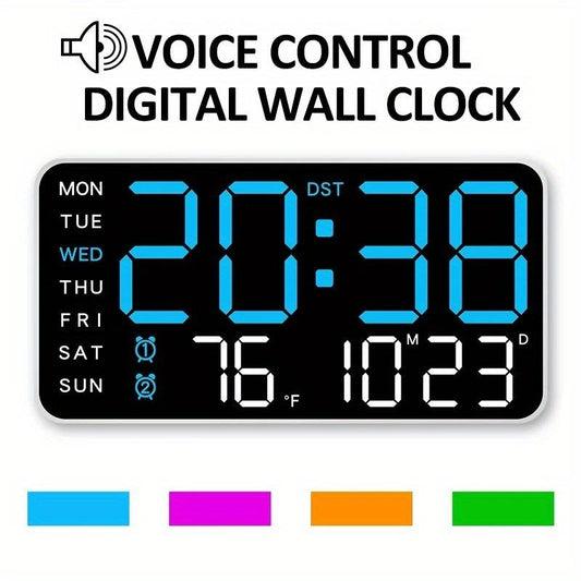 ⏰ Endast nu 49% rabatt!🔥Stor digital väggklocka med LED-display, datum och termometer