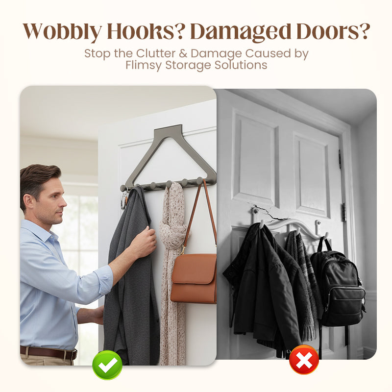 ⏳2026 Tidsbegränsat erbjudande —49 % rabatt⏰ Dörrförvaringshylla utan borrning med 6 krokar🛌