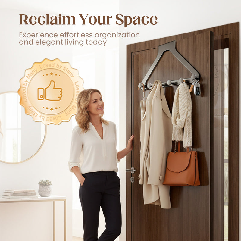 ⏳2026 Tidsbegränsat erbjudande —49 % rabatt⏰ Dörrförvaringshylla utan borrning med 6 krokar🛌