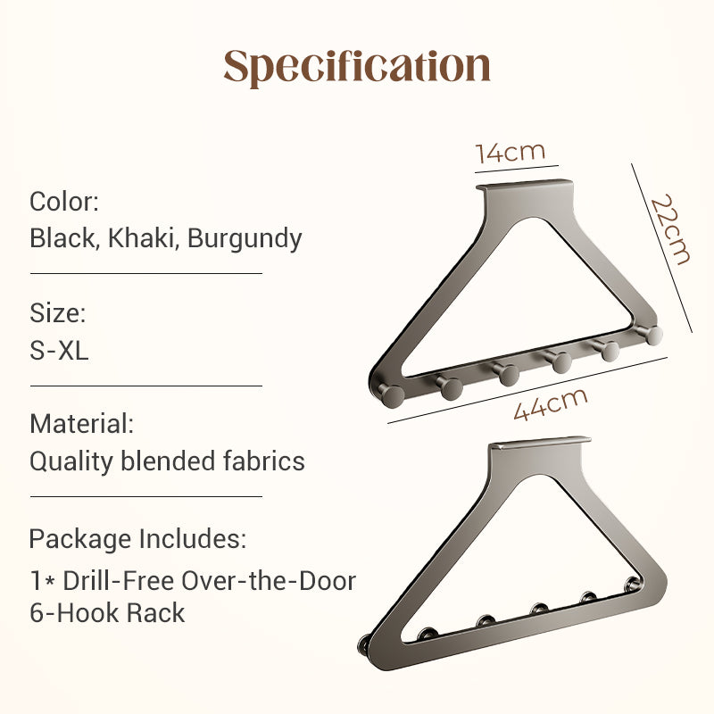 ⏳2026 Tidsbegränsat erbjudande —49 % rabatt⏰ Dörrförvaringshylla utan borrning med 6 krokar🛌