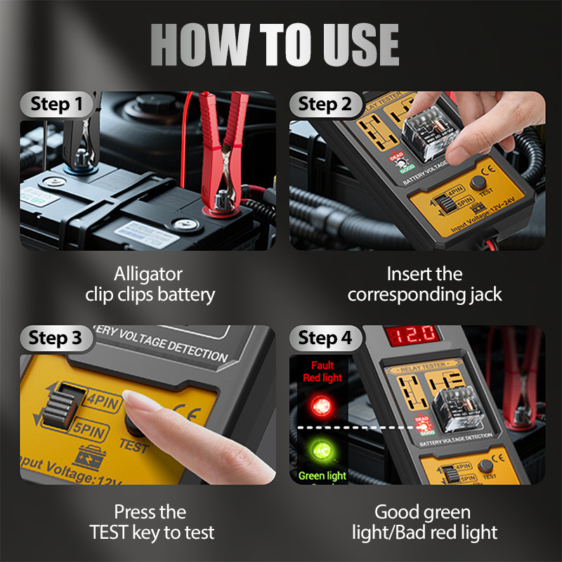 ⏰ Endast nu 49% rabatt!🔥Spänningstestare för bilreläer med LED-indikator
