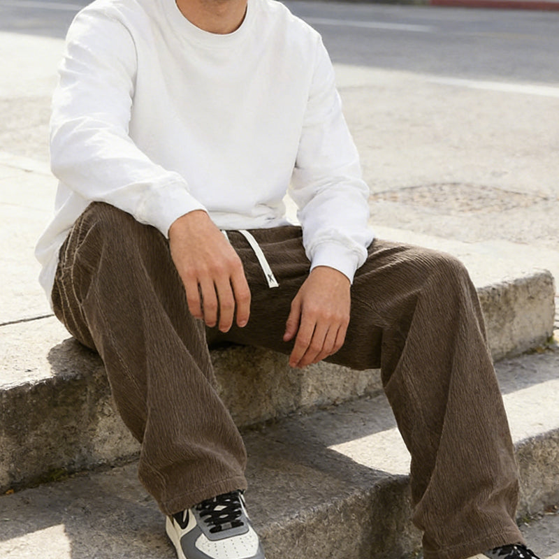 ⏰ Endast nu 49% rabatt!🔥Herrens lösfittade strängbyxor med fickor