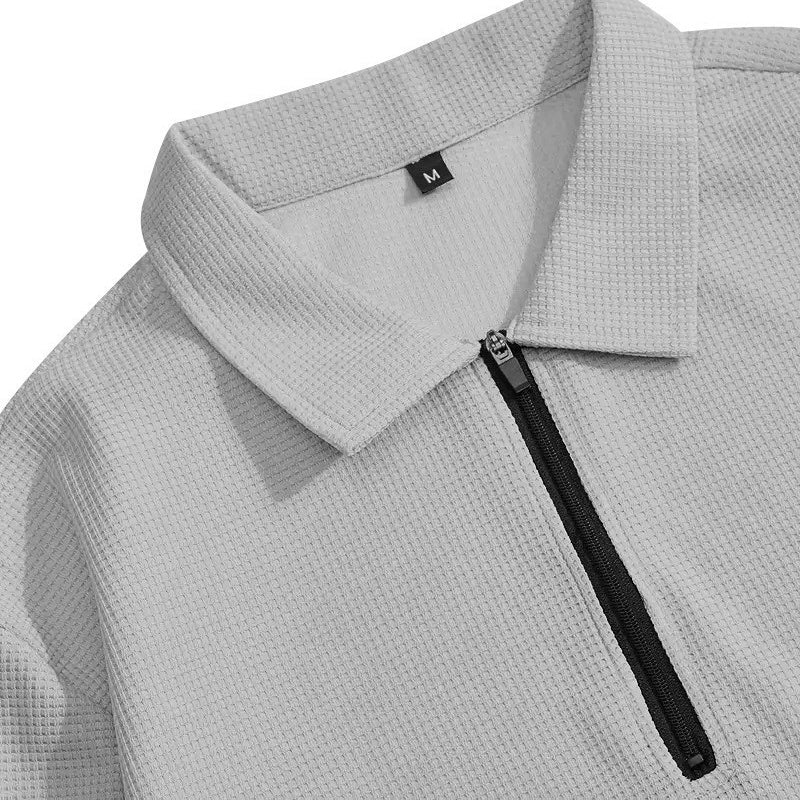 ⏰ Endast nu 49% rabatt!🔥Herrset i Vaffelstickning – Collegetröja & Raka Byxor