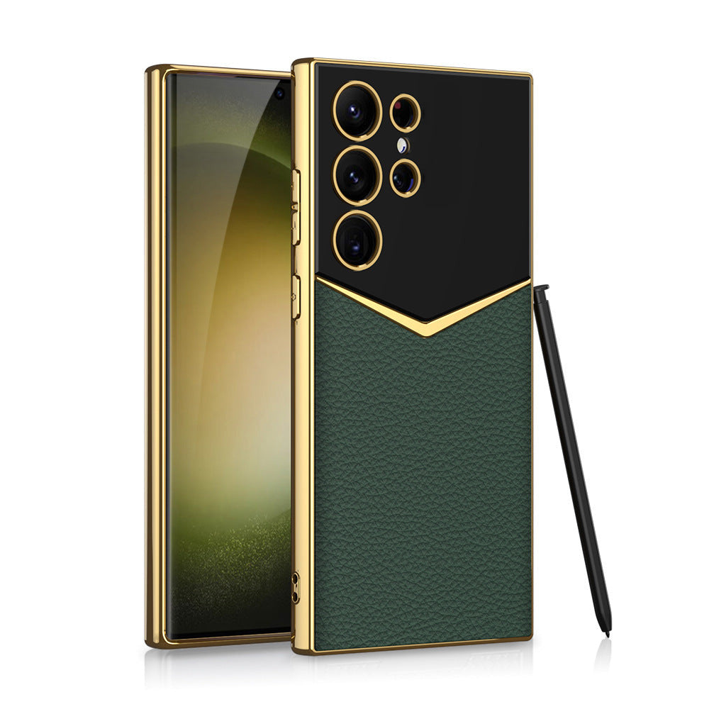 Funda de cuero electro chamata pour Galaxy S23 Ultra.