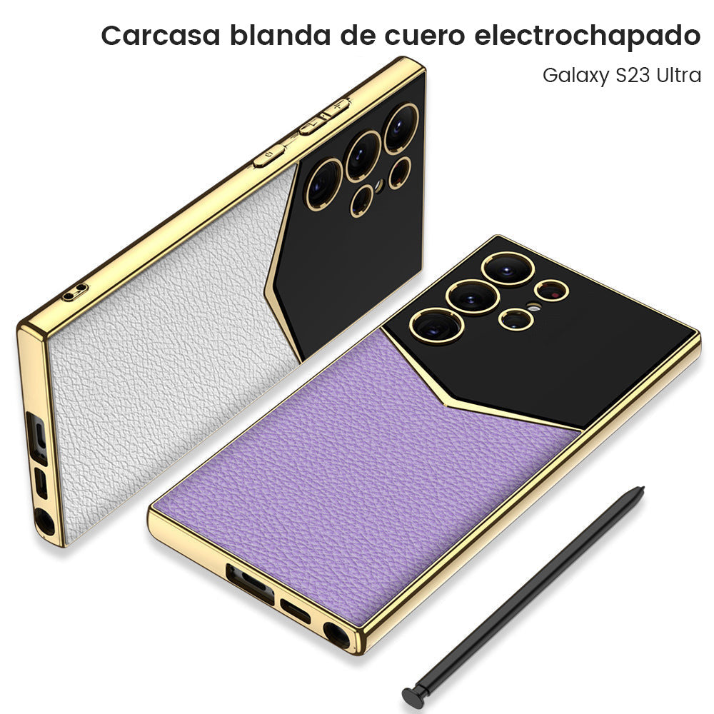 Funda de cuero electro chamata pour Galaxy S23 Ultra.