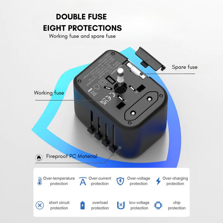 Universal 100V-220V adaptador de viaje inteligente convertidor de voltaje