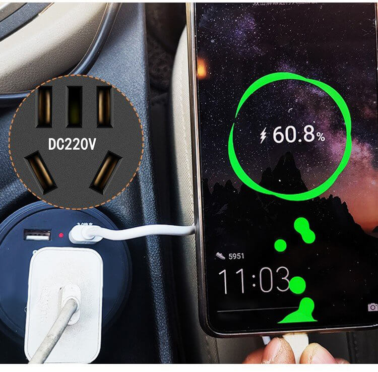 ☃Jul Hot salg 45% OFF - Cup type bil inverter hurtig opladning effekt QC 3.0