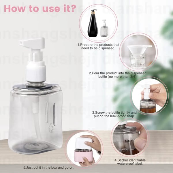 ✨Mini Shampoo Dispenser Portable Travel Bottle Set