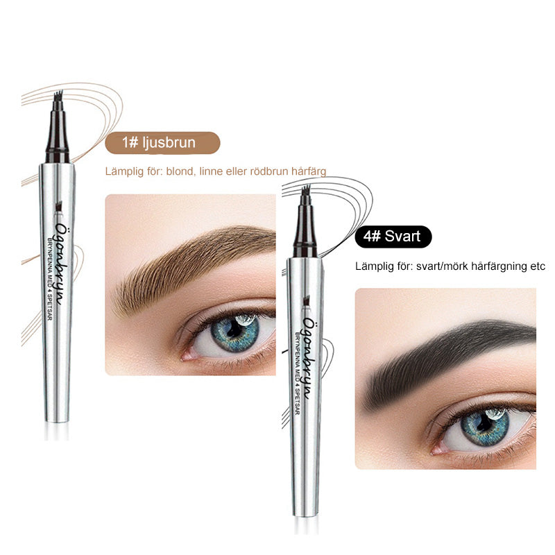 🔥Köp 1 Få 1 Gratis🔥3D Vattentät mikroblading ögonbrynspenna 4 gaffelspets tatueringspenna (Förpackning med 2)