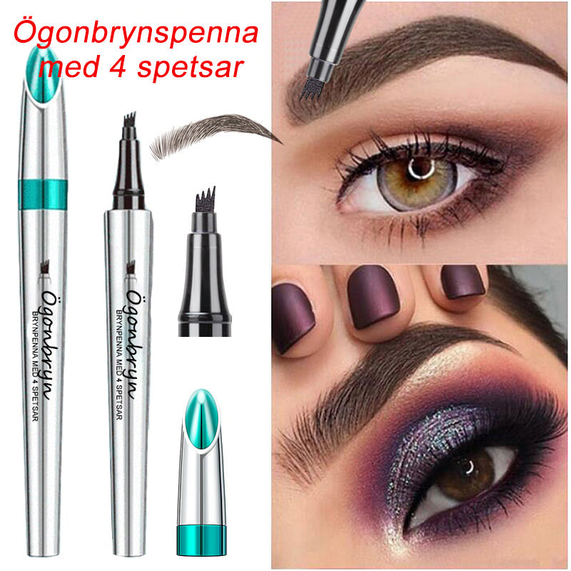 🔥Köp 1 Få 1 Gratis🔥3D Vattentät mikroblading ögonbrynspenna 4 gaffelspets tatueringspenna (Förpackning med 2)