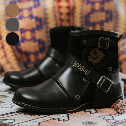 BESTE GAVE-Menn Western Cowboy Style Leather Boots [GRATIS FRAKT I DAG]