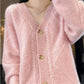 Naisten loose Slouchy Faux Cashmere Button etu Cardigan Sweaters