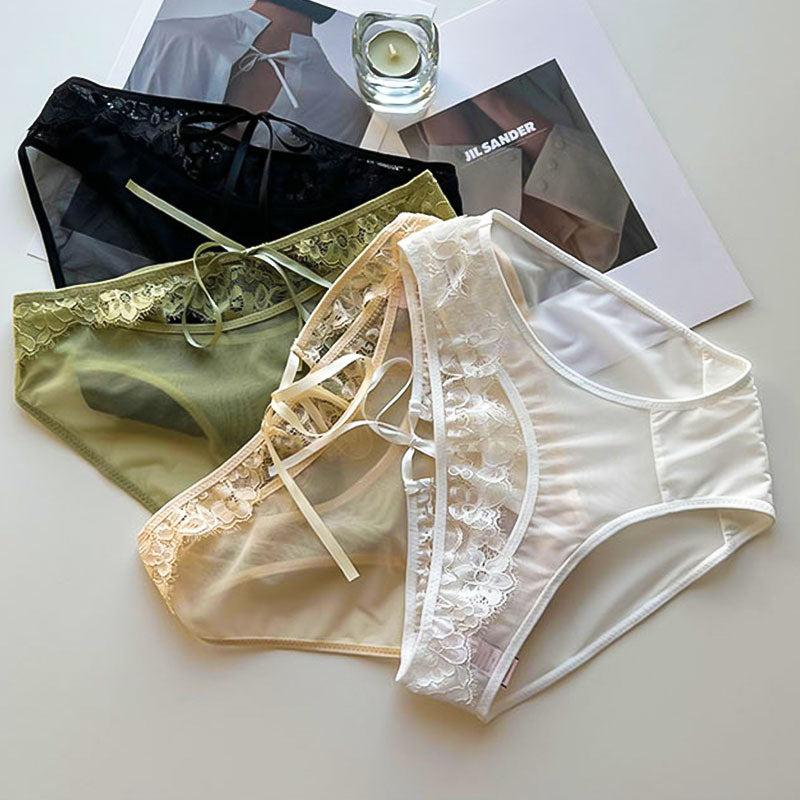 Pay1 Get 3(3 paketti)--- Vietteellinen pitsi kirjon pikkuhousut verkoissa naisille