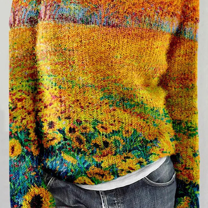 Färgglad vardagströja med romantiska blommönster för kvinnor