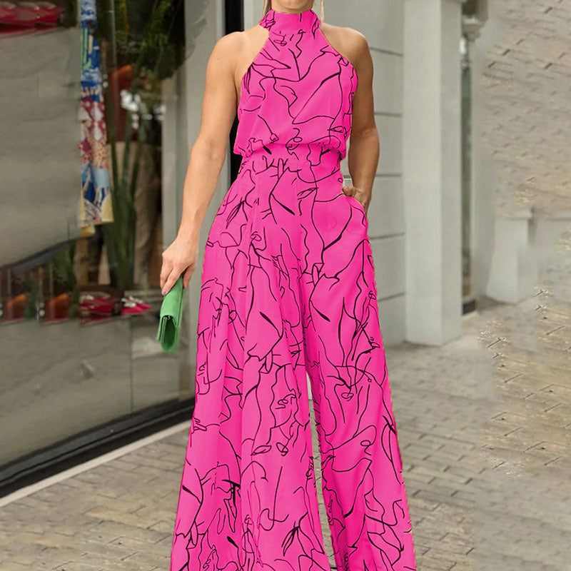 2024 HOT SALE 50%OFF Women's Stylish Slim Fit Wide Leg Printed Jumpsuit