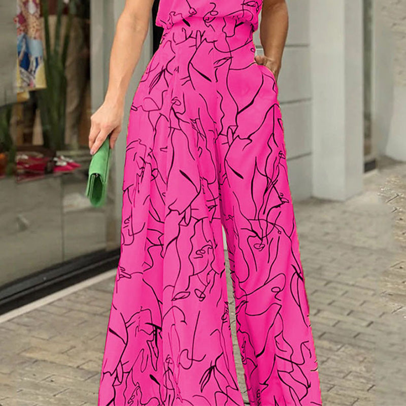2024 HOT SALE 50%OFF Women's Stylish Slim Fit Wide Leg Printed Jumpsuit