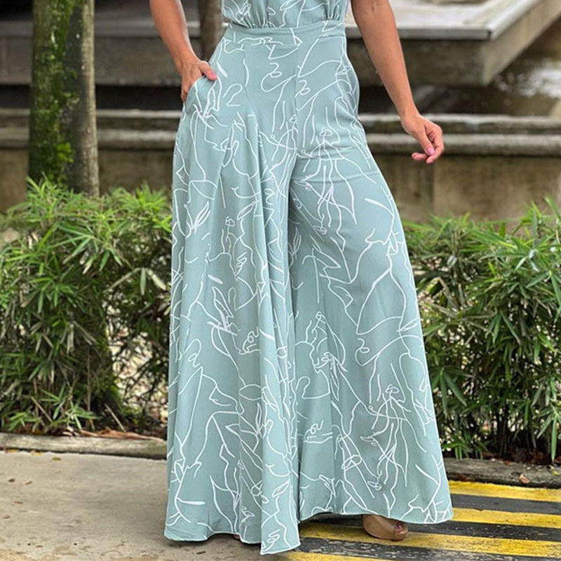 2024 HOT SALE 50%OFF Women's Stylish Slim Fit Wide Leg Printed Jumpsuit